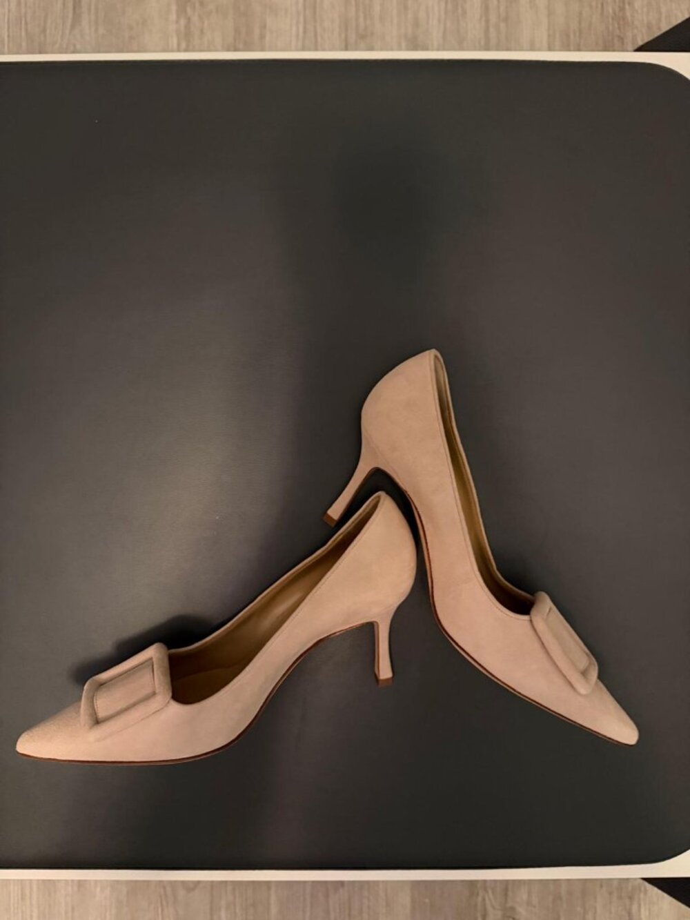Manolo Blahnik Maysale Blush Suede Pumps – Size 38